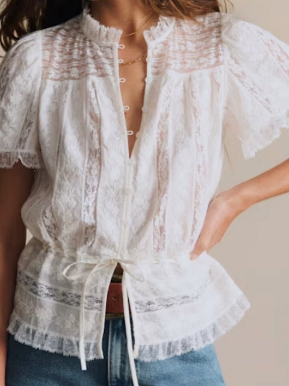 Sezane Shenali Shirt Ecru - Size 12